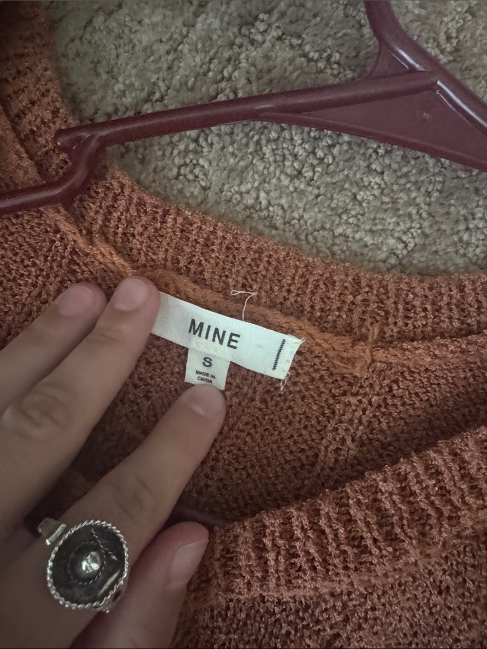 mine Rust Cable Knit Short-Sleeve Button Cardigan - Picture 2 of 3